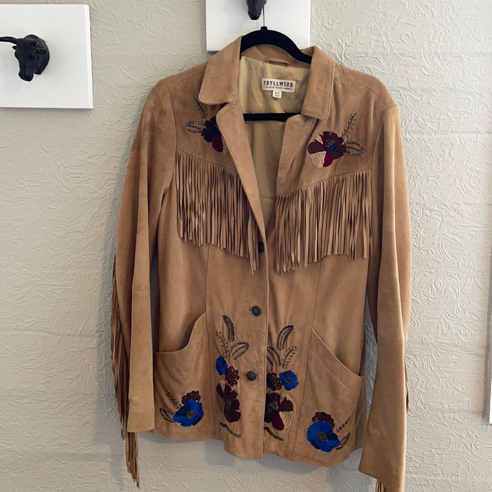 COPY - Size S goat suede fringed jacket with beading